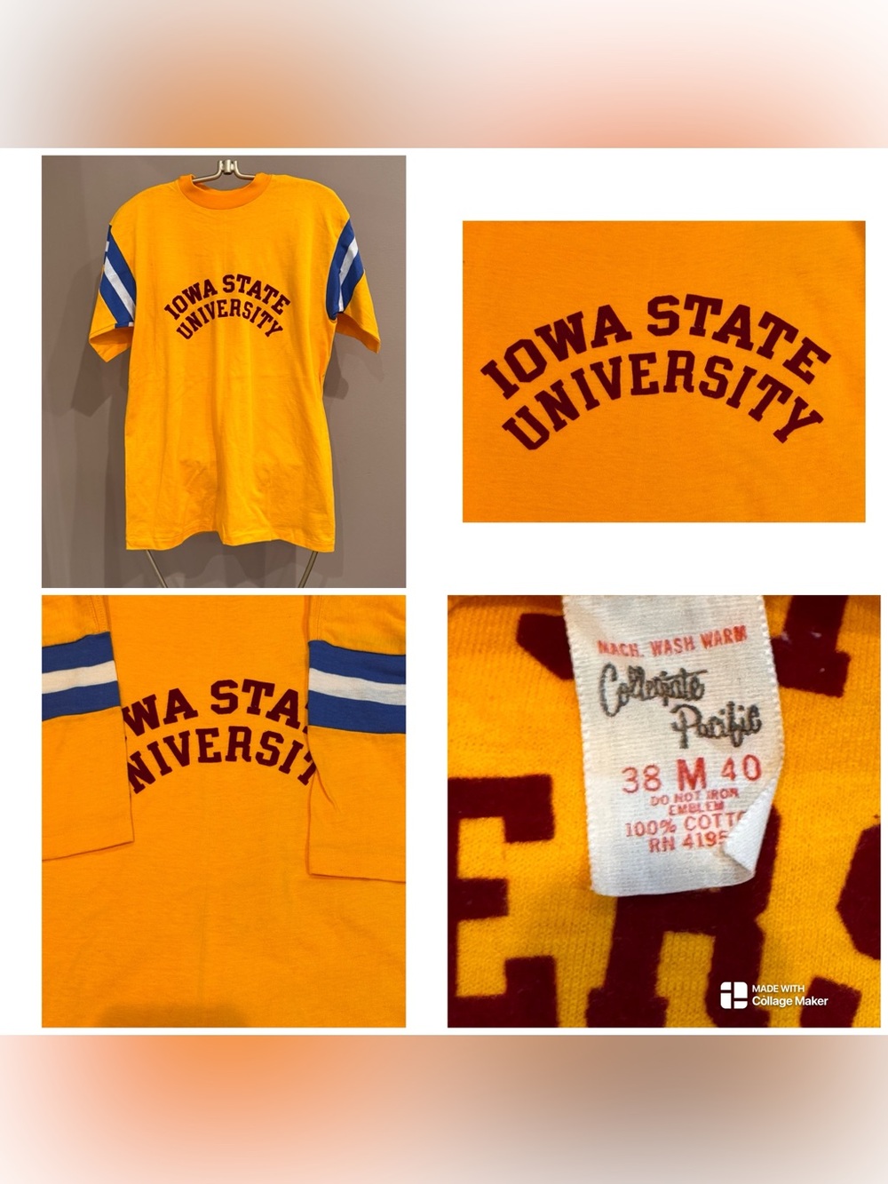 Vintage Iowa State University ringer tee,